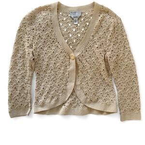 Talbots Tan Hand Knit Cardigan Size L